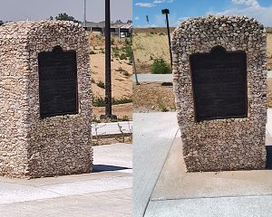 Two different views of the historical marker for Ft. Junction, Colorado.